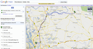 Map from Perumbavoor to Cochin