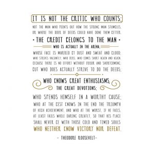 Man In The Arena Theodore Roosevelt Quote
